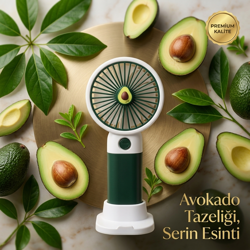 Avokado Tasarımlı Mini Masa Fanı – 3 Kademeli USB Vantilatör