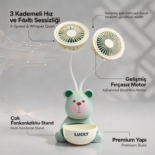 3 Kademe Sessiz Mini El Masa Fan Telefon Tutacaklı Turbo Üfleme Kademe Taşınabilir Fan